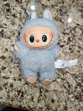 Cute Grey Plush Bunny Doll with Hooded Onesie